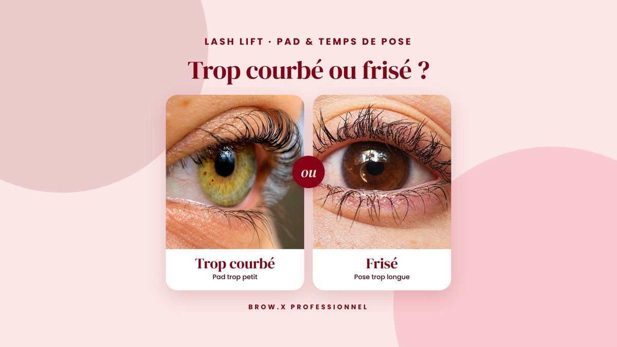Cils trop courbés, frisés ou cassés après un lash lift : le pad et le temps de pose selon le cil, et comment rattraper