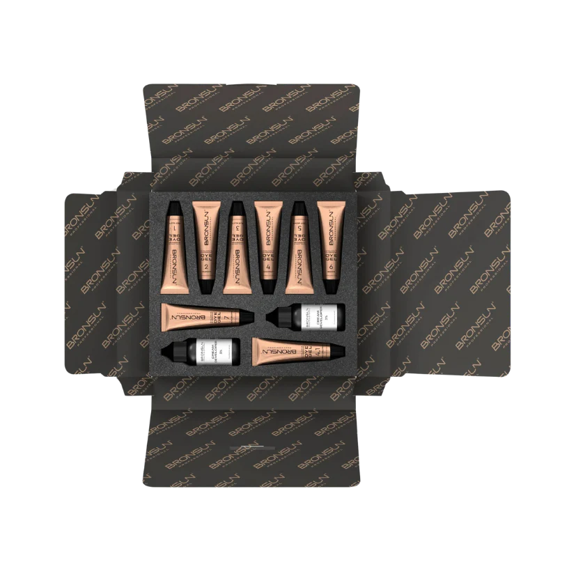 BRONSUN - Kit Teinture Hybride pour Sourcils et Cils (8 couleurs + 2 Développeurs) - Brow.X Professionnel