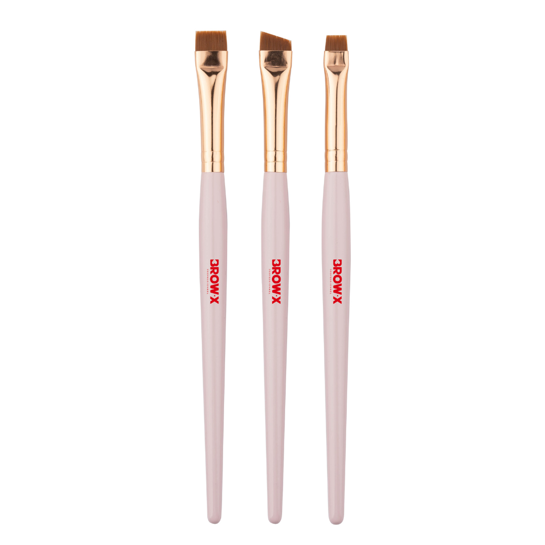 Brow.X Pro - 3 Pinceaux à Sourcils Ultra-Fins Rose - Brow.X Professionnel