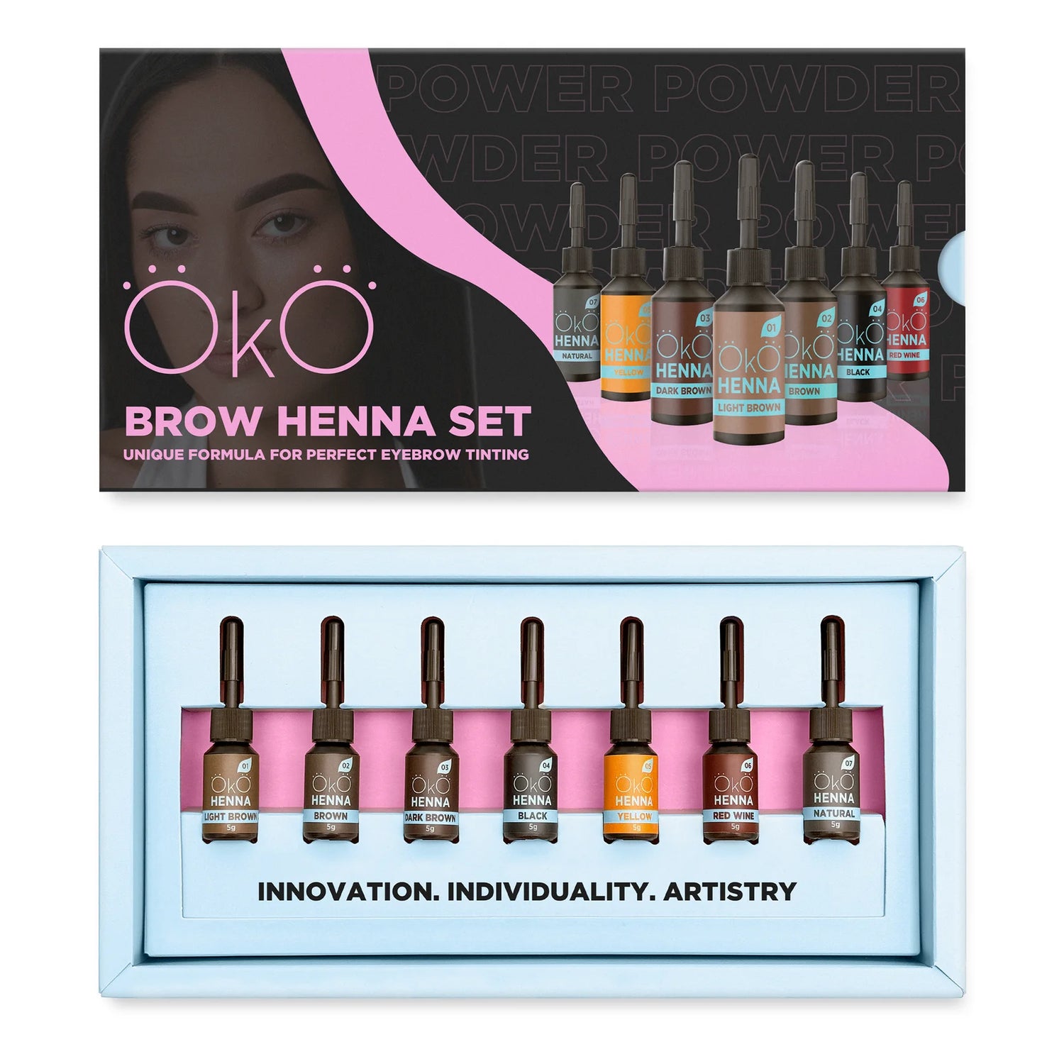 OKO - Kit Complet de Henné Power Powder (7 Teintes x 5g)