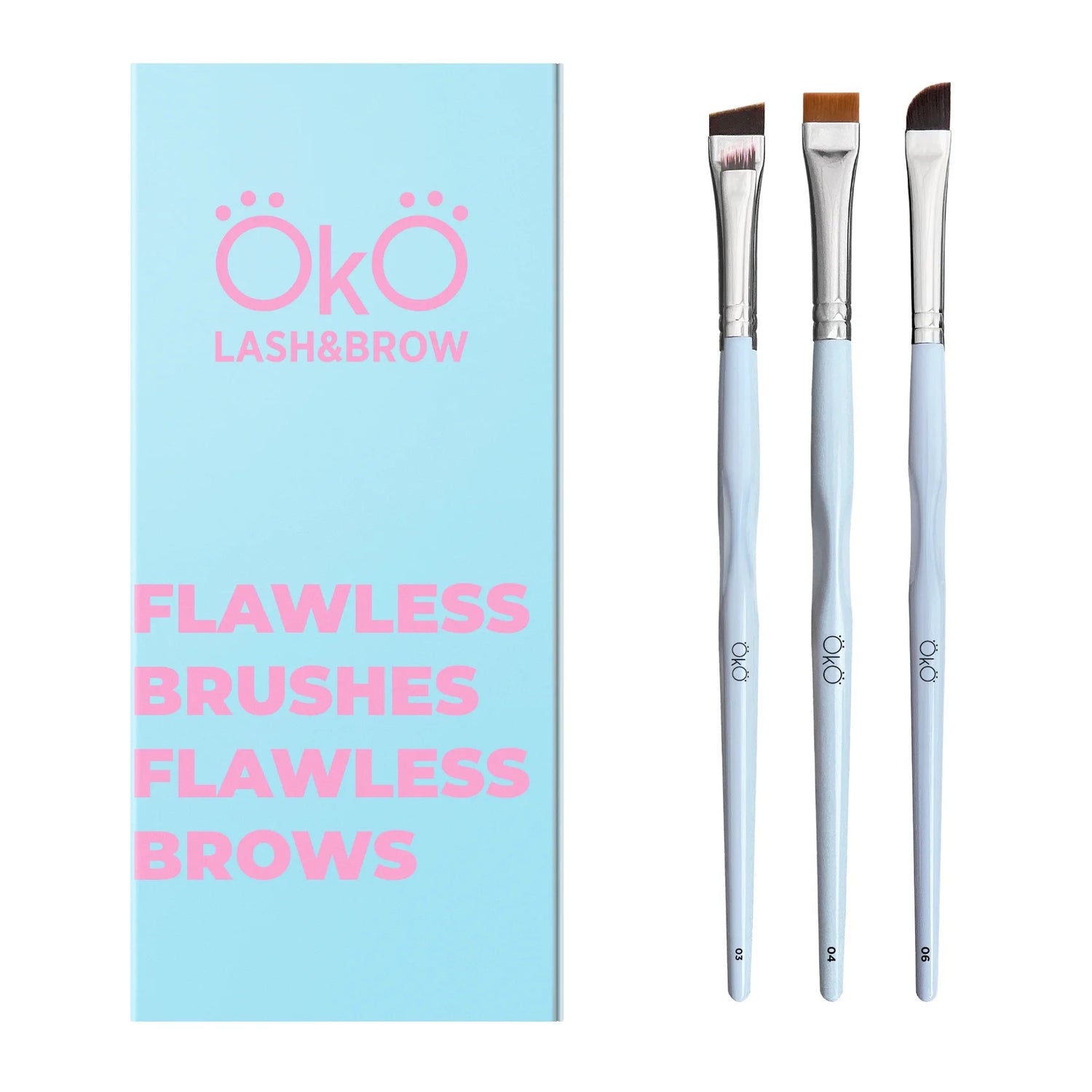 OkO - Kit de Pinceaux à Sourcils “Flawless Brushes Flawless Brows” - Brow.X Professionnel